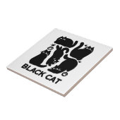 Zwarte kat silhouetten - Schattige katachtige ontw Tegeltje (Zijkant)