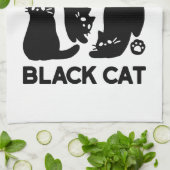 Zwarte kat silhouetten - Schattige katachtige ontw Theedoek (Gevouwen)