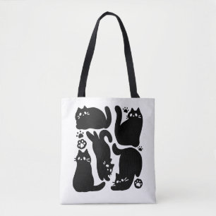 Zwarte kat silhouetten - Schattige katachtige ontw Tote Bag