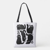 Zwarte kat silhouetten - Schattige katachtige ontw Tote Bag (Achterkant)