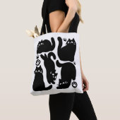 Zwarte kat silhouetten - Schattige katachtige ontw Tote Bag (Dichtbij)