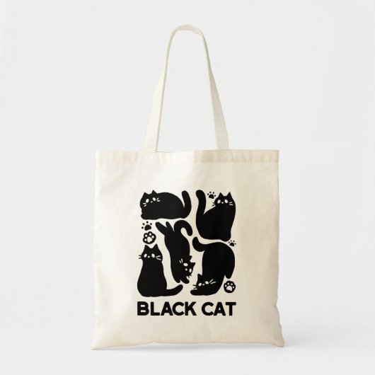 Zwarte kat silhouetten - Schattige katachtige ontw Tote Bag (Voorkant)