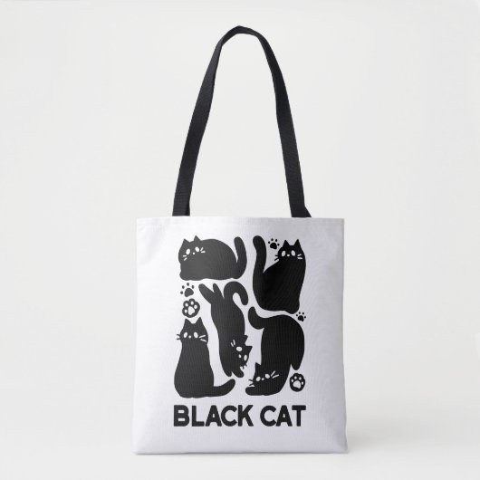 Zwarte kat silhouetten - Schattige katachtige ontw Tote Bag (Voorkant)