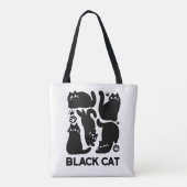 Zwarte kat silhouetten - Schattige katachtige ontw Tote Bag (Achterkant)