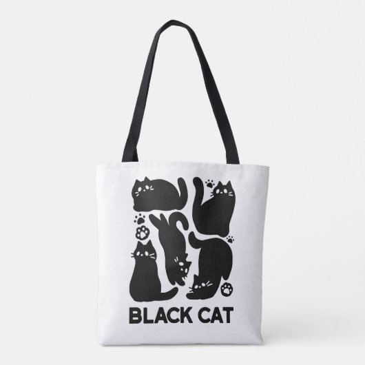 Zwarte kat silhouetten - Schattige katachtige ontw Tote Bag (Achterkant)
