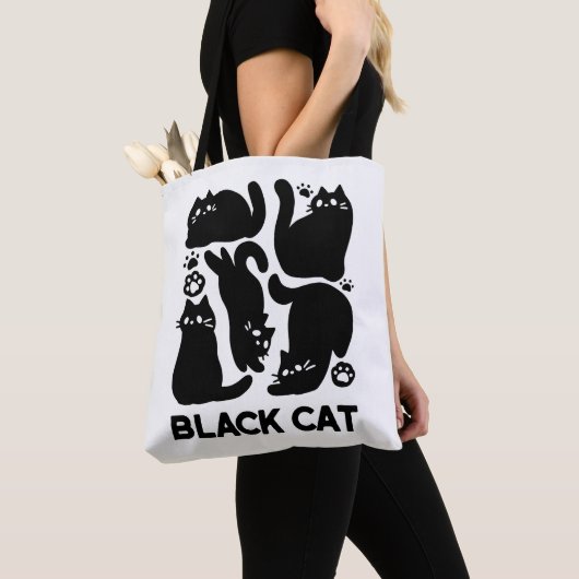 Zwarte kat silhouetten - Schattige katachtige ontw Tote Bag (Dichtbij)