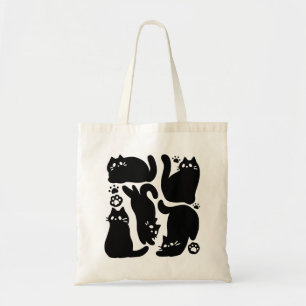 Zwarte kat silhouetten - Schattige katachtige ontw Tote Bag