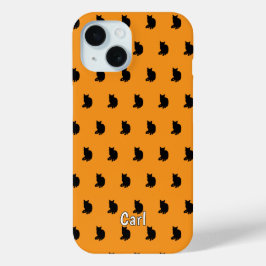 Zwarte kat (Sinaasappel) iPhone 15 Case