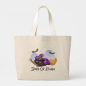 Zwarte kat sisses grote tote bag (Achterkant)
