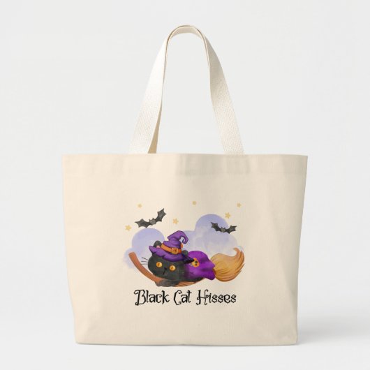 Zwarte kat sisses grote tote bag (Voorkant)