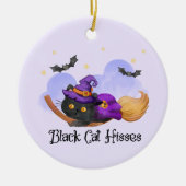 Zwarte kat sisses keramisch ornament (Voorkant)