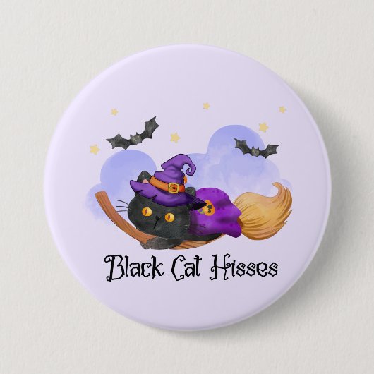 Zwarte kat sisses ronde button 7,6 cm (Voorkant)
