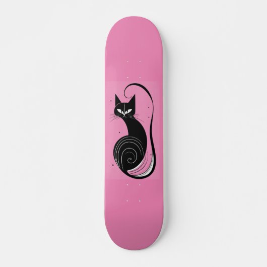 ZWARTE KAT SKATEBOARD ROZE DECK (Voorkant)
