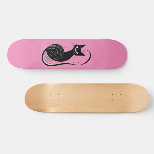 ZWARTE KAT SKATEBOARD ROZE DECK (Horizontaal)