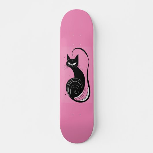 ZWARTE KAT SKATEBOARD ROZE DECK (Voorkant)
