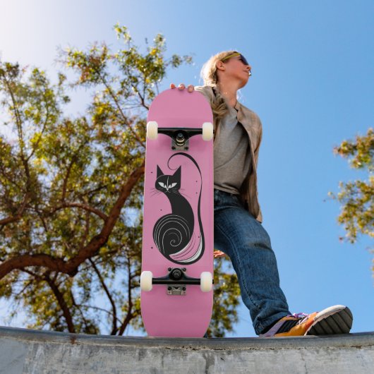ZWARTE KAT SKATEBOARD ROZE DEK (Buiten 1)