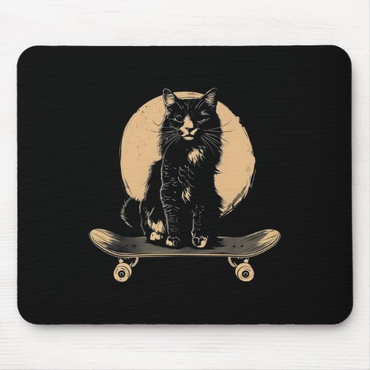  Zwarte Kat Skateboarden Grappig Skateboard C Muismat (Voorkant)
