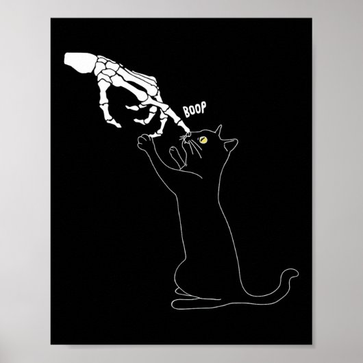 Zwarte kat Skelet Hand Boop Cat Neus Funny Hallow Poster (Voorkant)