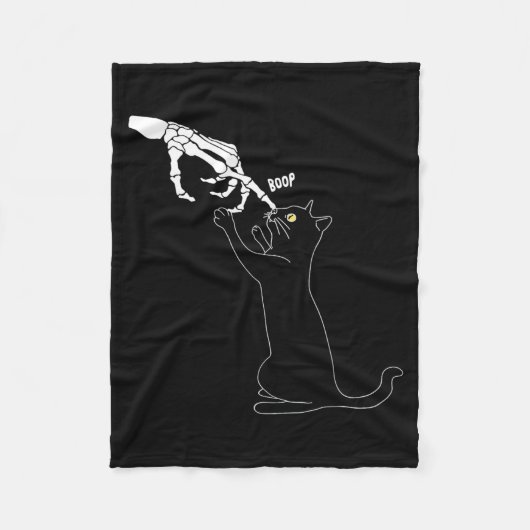 Zwarte Kat Skelet Hand Boop Kat Neus Grappig Fleece Deken (Voorkant)