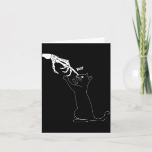 Zwarte Kat Skelet Hand Boop Kat Neus Grappig Kaart
