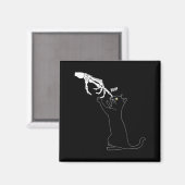 Zwarte Kat Skelet Hand Boop Kat Neus Grappig Magneet (Voorkant / Achterkant)