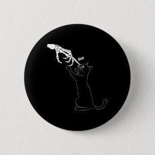 Zwarte Kat Skelet Hand Boop Kat Neus Grappig Ronde Button 5,7 Cm