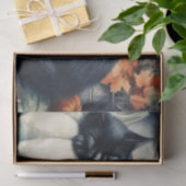 Zwarte kat slapen op een witte pompoen decoupage tissuepapier (Geschenk)