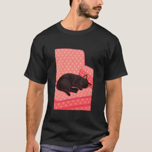 Zwarte Kat Slapend op Bank, Gezellige Retro Katten T-shirt