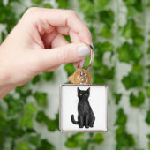 Zwarte kat sleutelhanger (Hand)