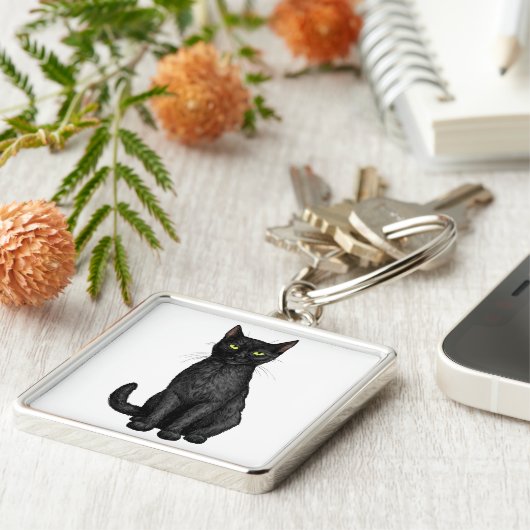 Zwarte kat sleutelhanger (Zijkant)