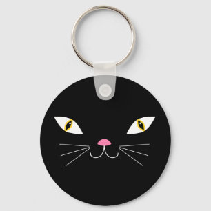 Zwarte kat sleutelhanger