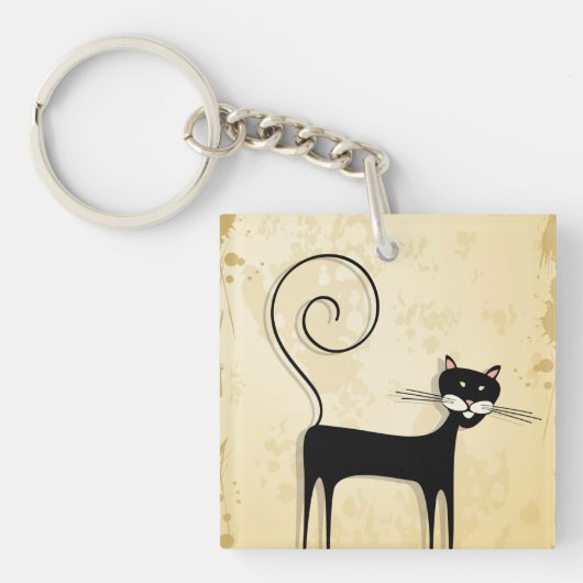 Zwarte kat sleutelhanger (voorkant)