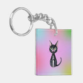 Zwarte Kat Sleutelhanger (Voorkant Links)