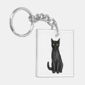 Zwarte kat sleutelhanger (Voorkant Links)