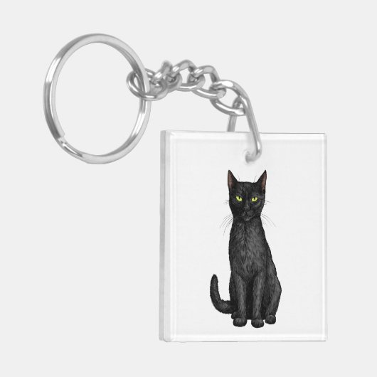 Zwarte kat sleutelhanger (Voorkant Links)