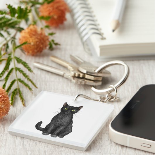 Zwarte kat sleutelhanger (Voorkant Rechts)