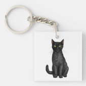 Zwarte kat sleutelhanger (Voorkant)