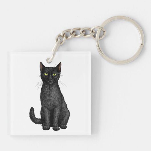 Zwarte kat sleutelhanger (Achterkant)