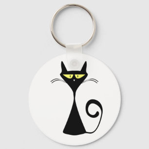 Zwarte kat sleutelhanger