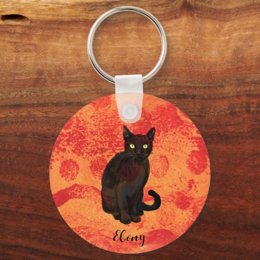 Zwarte kat sleutelhanger (Voorkant)