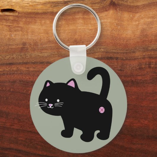 zwarte kat sleutelhanger (Voorkant)