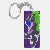 Zwarte Kat Sleutelhanger (Voorkant Links)
