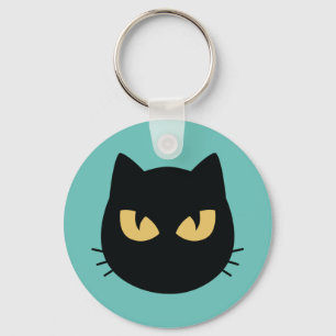 Zwarte kat sleutelhanger