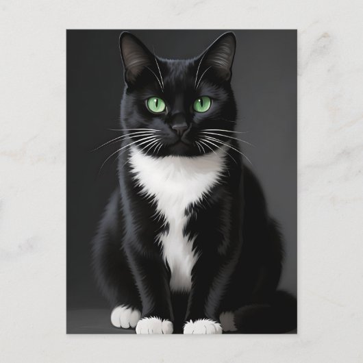 Zwarte Kat Smaragd Ogen Briefkaart (Voorkant)