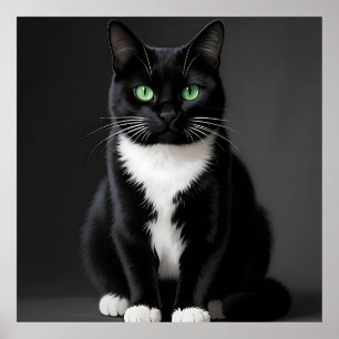 Zwarte Kat Smaragd Ogen Poster
