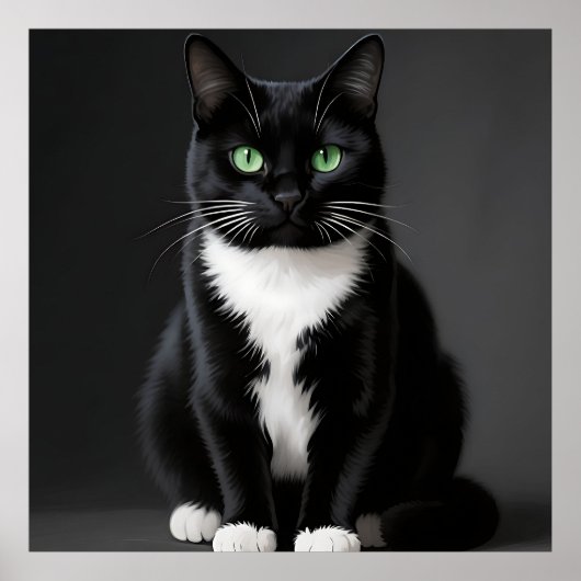 Zwarte Kat Smaragd Ogen Poster (Voorkant)