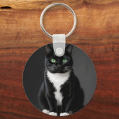 Zwarte Kat Smaragd Ogen Sleutelhanger (Achterkant)