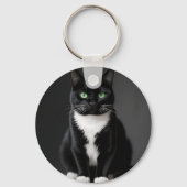 Zwarte Kat Smaragd Ogen Sleutelhanger (Achterkant)