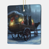 Zwarte Kat Sneeuw Slede Rit Kerst Decoratie (Links)