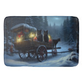 Zwarte Kat Sneeuwachtige Sleigh Ride Kerstmisdecor Badmat (Voorkant)